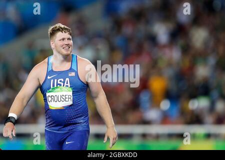 Ryan Crouser, de l'équipe américaine, remporte la médaille d'or aux Jeux Olympiques d'été de Rio 2016, athlétisme mondial Banque D'Images