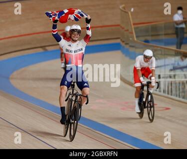 Tokyo, Kanto, Japon. 5 août 2021. Matthew Walls (GBR) célèbre après avoir remporté l'or dans l'omnium masculin lors des Jeux Olympiques d'été de Tokyo 2020 au Vélodrome d'Izu. (Credit image: © David McIntyre/ZUMA Press Wire) Credit: ZUMA Press, Inc./Alamy Live News Banque D'Images