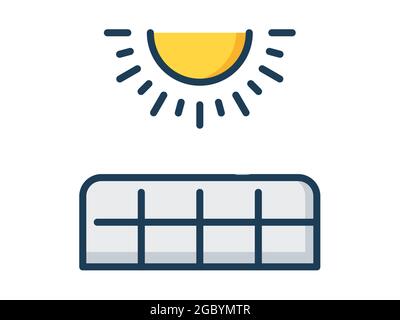 panneau d'énergie solaire énergie solaire renouvelable durabilité icône isolée unique avec illustration vectorielle de style ligne pleine Banque D'Images