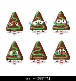 Bonbon chocolat personnage de dessin animé de noël avec une triste expression. Illustration vectorielle Illustration de Vecteur