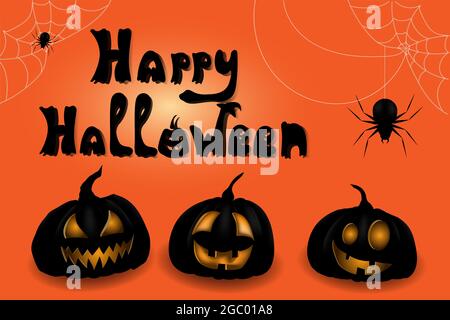Bonne toile de fond pour Halloween. Arrière-plan avec citrouilles noires effrayantes. Illustration vectorielle Illustration de Vecteur