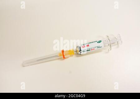 Vaccination contre le TBE, encéphalite à tiques, injection, République tchèque, mars 17, 2021. (CTK photo/Libor Sojka) Banque D'Images