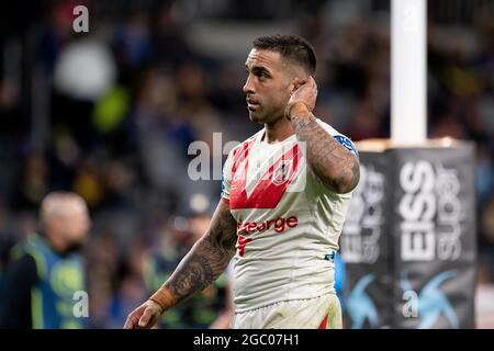 SYDNEY, AUSTRALIE - 11 AVRIL : Paul Vaughan des Dragons joue à la foule lors du match des cinq NRL entre les Parramatta Eels et les St George Illawarra Dragons au Bankwest Stadium, le 11 avril 2021 à Sydney, en Australie. Crédit : Steven Markham/Speed Media/Alay Live News Banque D'Images