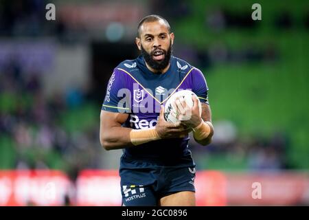 MELBOURNE, AUSTRALIE - AVRIL 16 : Josh Addo-Carr of the Storm lors de la série six NRL Match entre Melbourne Storm et Sydney Roosters, à l'AAMI Park, le 16 avril 2021 à Melbourne, en Australie. Crédit : Brett Keating/Speed Media/Alay Live News Banque D'Images