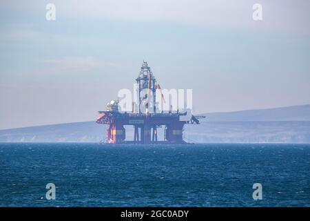 Une plate-forme pétrolière dans les Orkneys, en Écosse, au Royaume-Uni Banque D'Images