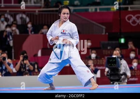 Tokyo, Japon. 05 août 2021. Kiyou SHIMIZU (JPN) à sa démonstration (démonstration), conférence; 2e place, médaille d'argent; Karate, Femmes, kata; Karate/femmes, hommes le 08/05/2021; Jeux Olympiques d'été 2020, de 23.07. - 08.08.2021 à Tokyo/Japon. Credit: dpa/Alay Live News Banque D'Images