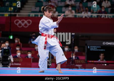 Tokyo, Japon. 05 août 2021. Sandra SANCHEZ JAIME (ESP) pendant sa démonstration (démonstration), conférence; 1ère place, médaille d'or, gagnant, Médaille d'or olympique ; Karate, femmes, kata ; Karate/femmes, Hommes le 08/05/2021; Jeux Olympiques d'été 2020, à partir de 23.07. - 08.08.2021 à Tokyo/Japon. Credit: dpa/Alay Live News Banque D'Images