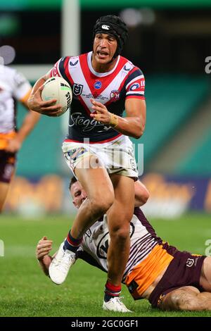 SYDNEY, AUSTRALIE - 22 MAI : Joseph Suaalii des Roosters attaque lors du match de onze NRL entre les Sydney Roosters et les Brisbane Broncos au Sydney Cricket Ground, le 22 mai 2021 à Sydney, en Australie. Credit: Pete Dovgan/Speed Media/Alay Live News Banque D'Images