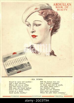 Publicité classique féminine beauté Abdulla cigarettes 1935 Banque D'Images