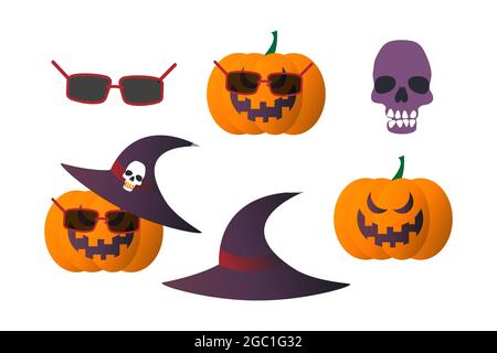 Ensemble de clips d'Halloween isolé sur fond blanc Illustration de Vecteur