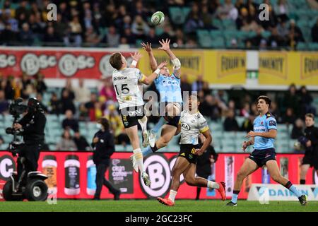 SYDNEY, AUSTRALIE - 14 MAI : Jordie Barrett of the Hurricanes saute pour une balle haute lors de la première partie du Super Rugby Trans Tasman match entre les Waratahs de Nouvelle-Galles du Sud et les ouragans au Sydney Cricket Ground le 14 mai 2021 à Sydney, en Australie. (Photo de Pete Dovgan/Speed Media/Icon Sportswire). Credit: Pete Dovgan/Speed Media/Alay Live News Banque D'Images