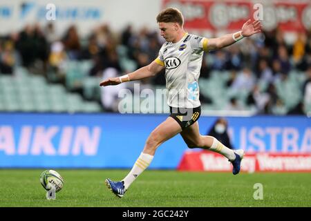SYDNEY, AUSTRALIE - MAI 14 : Jordie Barrett of the Hurricanes convertit l'essai lors de la première partie du Super Rugby Trans Tasman match entre les Waratahs de Nouvelle-Galles du Sud et les ouragans au Sydney Cricket Ground le 14 mai 2021 à Sydney, en Australie. (Photo de Pete Dovgan/Speed Media/Icon Sportswire). Credit: Pete Dovgan/Speed Media/Alay Live News Banque D'Images
