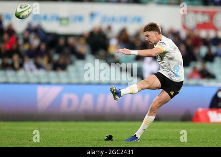 SYDNEY, AUSTRALIE - MAI 14 : Jordie Barrett of the Hurricanes convertit l'essai lors de la première partie du Super Rugby Trans Tasman match entre les Waratahs de Nouvelle-Galles du Sud et les ouragans au Sydney Cricket Ground le 14 mai 2021 à Sydney, en Australie. (Photo de Pete Dovgan/Speed Media/Icon Sportswire). Credit: Pete Dovgan/Speed Media/Alay Live News Banque D'Images