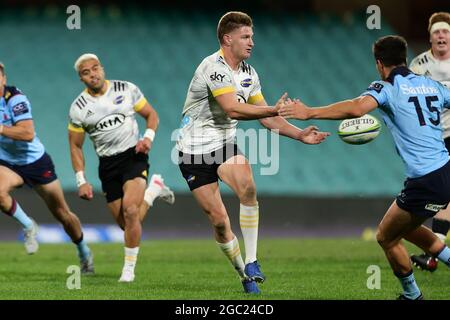 SYDNEY, AUSTRALIE - 14 MAI : Jordie Barrett of the Hurricanes fait une pause et passe le ballon lors de la première partie du match Super Rugby Trans Tasman entre les Waratahs de Nouvelle-Galles du Sud et les Hurricanes au Sydney Cricket Ground, le 14 mai 2021 à Sydney, en Australie. (Photo de Pete Dovgan/Speed Media/Icon Sportswire). Credit: Pete Dovgan/Speed Media/Alay Live News Banque D'Images