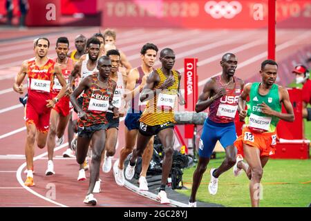 Tokyo, Japon. 06e août 2021. TOKYO, JAPON - AOÛT 6 : Joshua Cheptegei de l'Ouganda participant à la finale masculine de 5000m lors des Jeux Olympiques de Tokyo 2020 au stade olympique le 6 août 2021 à Tokyo, Japon (photo d'Andy Astfalck/Orange Pictures) crédit : Orange pics BV/Alay Live News Banque D'Images