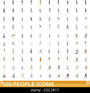 100 personnes icons set. Cartoon illustration de 100 personnes icônes vector set isolé sur fond blanc Illustration de Vecteur