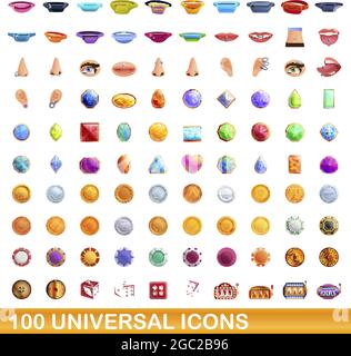 100 icônes universelles set. Cartoon illustration de 100 icônes universelles vector set isolé sur fond blanc Illustration de Vecteur