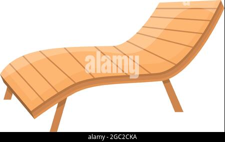 Chaise longue en bois, icône en forme de dessin animé. Chaise de plage. Terrasse avec chaises longues Illustration de Vecteur