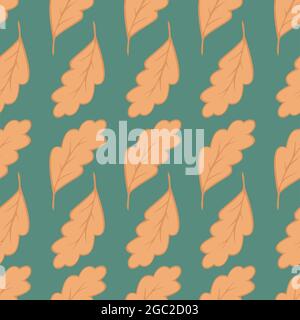 Motif sans couture avec feuilles de chêne brun orange. Motif de rangée de couleurs pastel d'automne pour textile, imprimé en vecteur Illustration de Vecteur