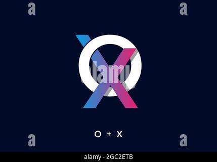 Dégradé bleu et rose de la lettre initiale OX Illustration de Vecteur