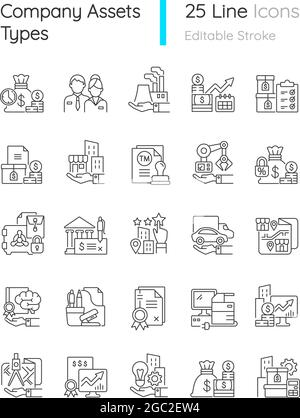 Ensemble d'icônes linéaires de ressources métiers Illustration de Vecteur