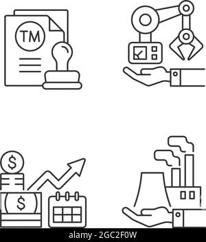 Ensemble d'icônes linéaires d'investissements commerciaux à long terme Illustration de Vecteur