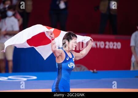 Tokyo, Japon. 05 août 2021. Tokyo, Japon. 6 août 2021 : MUKaida Mayu (JPN) Femme Freestyle 53 kg finale Wrestling 06 août 2021 : Jeux Olympiques de Tokyo 2020 au Makuhari Messe Hall A à Tokyo, Japon. Crédit: Enrico Calderoni/AFLO SPORT/Alamy Live News crédit: AFLO Co. Ltd./Alamy Live News Banque D'Images