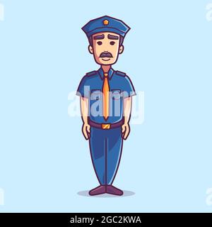 Mascotte de personnage de profession: Police. Illustration de style dessin animé Illustration de Vecteur