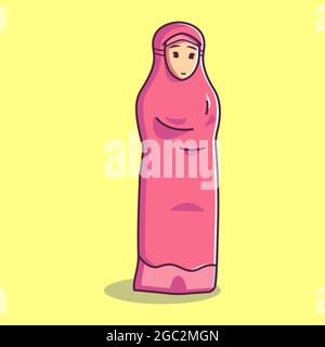 Femme musulmane priant. Illustration de style dessin animé Illustration de Vecteur