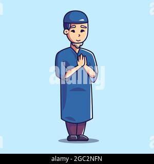 Un caractère musulman. Style d'illustration de dessin animé Illustration de Vecteur