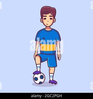 Mascotte de personnage de profession: Joueur de football. Illustration de style dessin animé Illustration de Vecteur