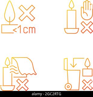 Étiquette de sécurité pour bougies manuelles vecteur linéaire dégradé icônes d'étiquette manuelle ensemble Illustration de Vecteur