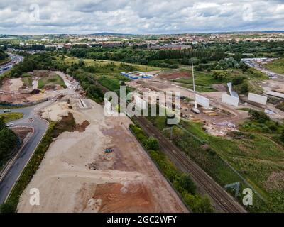 New Etruria Valley Link Road Wolstanton Stoke on Trent Staffordshire Drone Aerial Banque D'Images