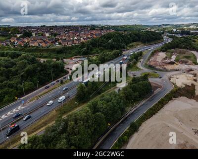 New Etruria Valley Link Road Wolstanton Stoke on Trent Staffordshire Drone Aerial Banque D'Images