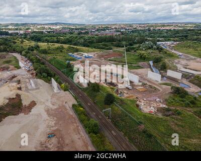 New Etruria Valley Link Road Wolstanton Stoke on Trent Staffordshire Drone Aerial Banque D'Images