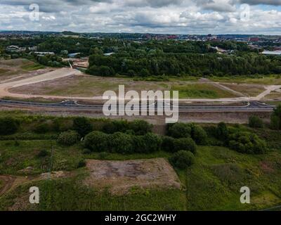 New Etruria Valley Link Road Wolstanton Stoke on Trent Staffordshire Drone Aerial Banque D'Images