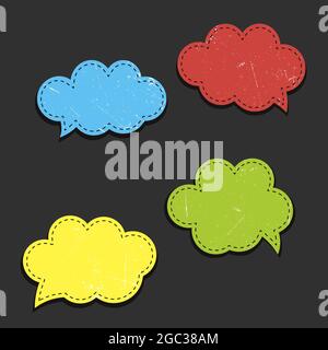 Nuages colorés à vecteur de bande dessinée vide - bulles de parole avec lignes pointillées. Illustration de Vecteur