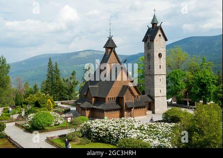 Eglise de Vang Stave, Karpacz, Comté de Jelenia Góra, Basse Silésie Voivodeship, sud-ouest de la Pologne Banque D'Images