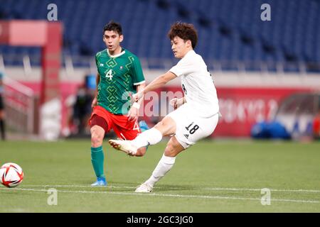 Saitama, Japon. 6 août 2021. Ayase Ueda (JPN) football : Tokyo Jeux Olympiques 2020 football masculin Médaille de bronze entre le Mexique 3-1 Japon au stade Saitama de Saitama, Japon . Crédit: Mutsu Kawamori/AFLO/Alay Live News Banque D'Images