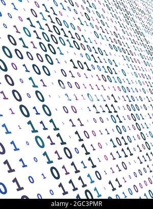Fond de matrice avec code binaire. Motif graphique vectoriel de perspective avec des points et des zéros Illustration de Vecteur