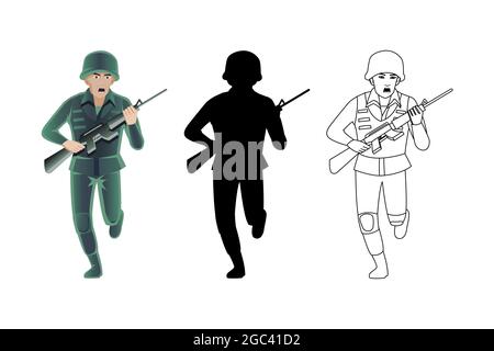 ensemble de soldats en trois styles, illustration vectorielle Illustration de Vecteur