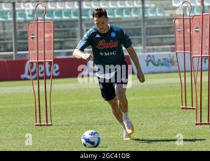 Piotr Zielinski pendant le camp d'entraînement pré-saison de la SSC à Naples à Castel di Sangro en Italie Banque D'Images
