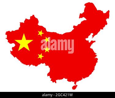 Drapeau concept sur la carte de la Chine. Source de la carte: http://www.lib.utexas.edu/maps/middle east and asia/china pol01.jpg Illustration de Vecteur