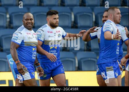 Leeds, Royaume-Uni. 6 août 2021 - Robert Lui (6) de Leeds Rhinos fête son essai lors de la ligue de rugby Betfred Super League Leeds Rhinos vs Castleford Tigers au stade Emerald Headingley, Leeds, Royaume-Uni Dean Williams Credit: Dean Williams/Alay Live News Banque D'Images