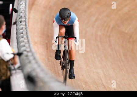 Shizuoka, Japon. 6 août 2021. Kelsey Mitchell (CAN) Cyclisme : qualification féminine de sprint lors des Jeux Olympiques de Tokyo 2020 au Vélodrome d'Izu à Shizuoka, Japon . Credit: Shuraro Mochizuki/AFLO/Alamy Live News Banque D'Images