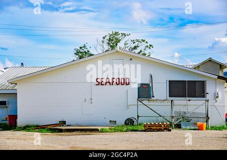 Waterfront Seafood est photographié, le 1er juillet 2021, à Bayou la Batre, Alabama. L'entreprise a ouvert ses portes en 1965 et se spécialise dans la transformation des fruits de mer. Banque D'Images