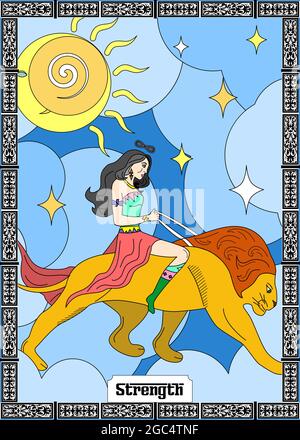 Force de la carte Tarot Illustration de Vecteur