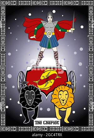 Carte Tarot Chariot Illustration de Vecteur