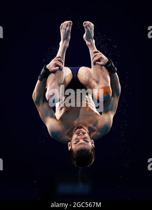 Le Brandon Loschiavo des États-Unis pendant la demi-finale de la plate-forme masculine de 10m au Centre aquatique de Tokyo le quinzième jour des Jeux Olympiques de Tokyo 2020 au Japon. Date de la photo: Samedi 7 août 2021. Banque D'Images