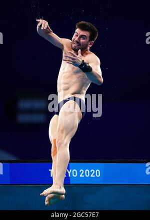 Le Brandon Loschiavo des États-Unis pendant la demi-finale de la plate-forme masculine de 10m au Centre aquatique de Tokyo le quinzième jour des Jeux Olympiques de Tokyo 2020 au Japon. Date de la photo: Samedi 7 août 2021. Banque D'Images